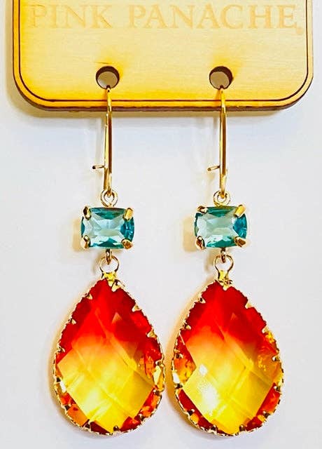 Red ombre rhinestone teardrop earring, last call