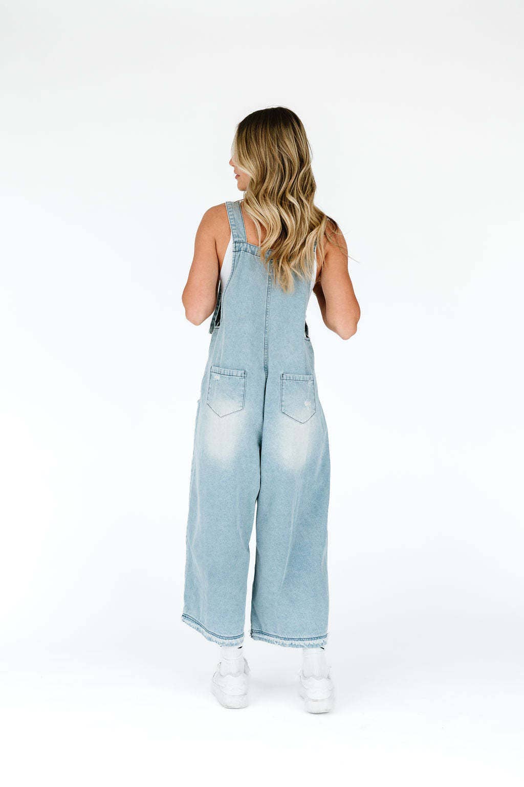 Southern Country distressed washed denim overall
