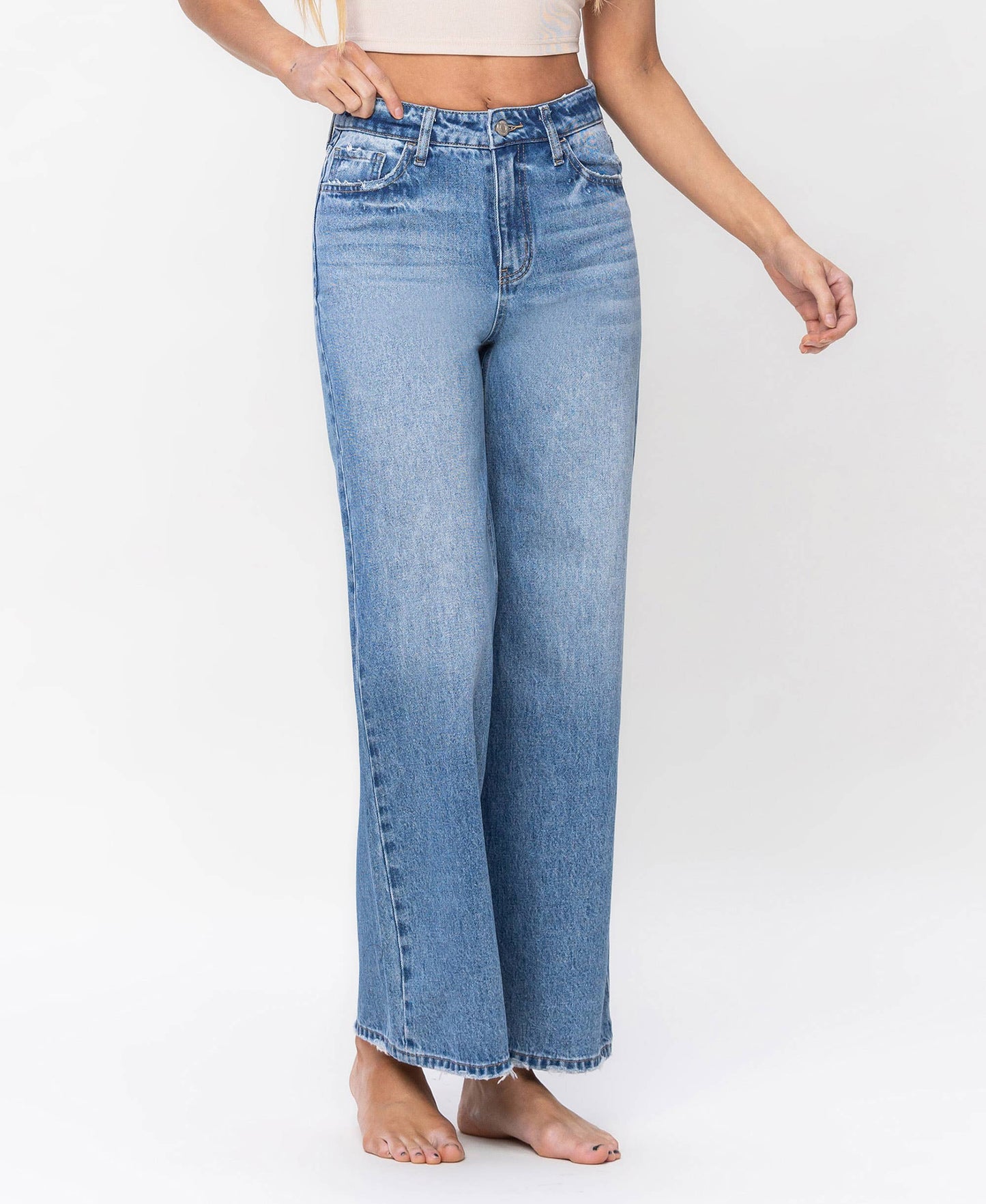 SUPER HIGH RISE A-LINE TROUSER WIDE LEG JEANS