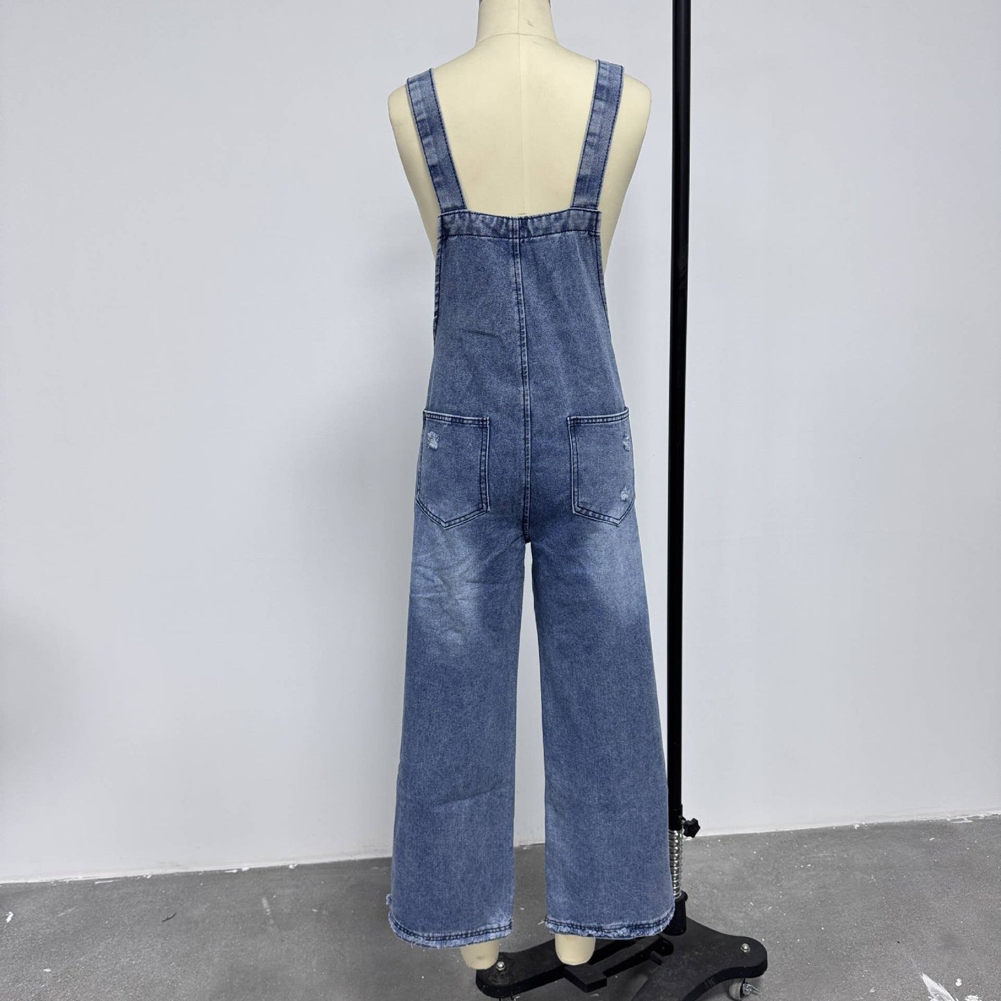 Southern Country distressed washed denim overall