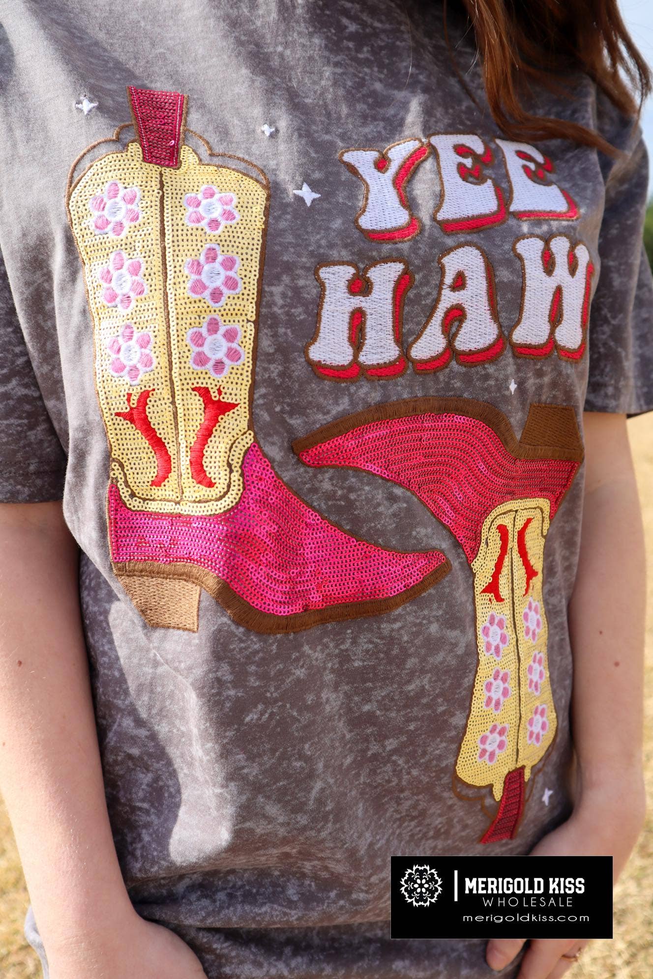 MK233 YEEHAW Sequin Embellished Tee Dress