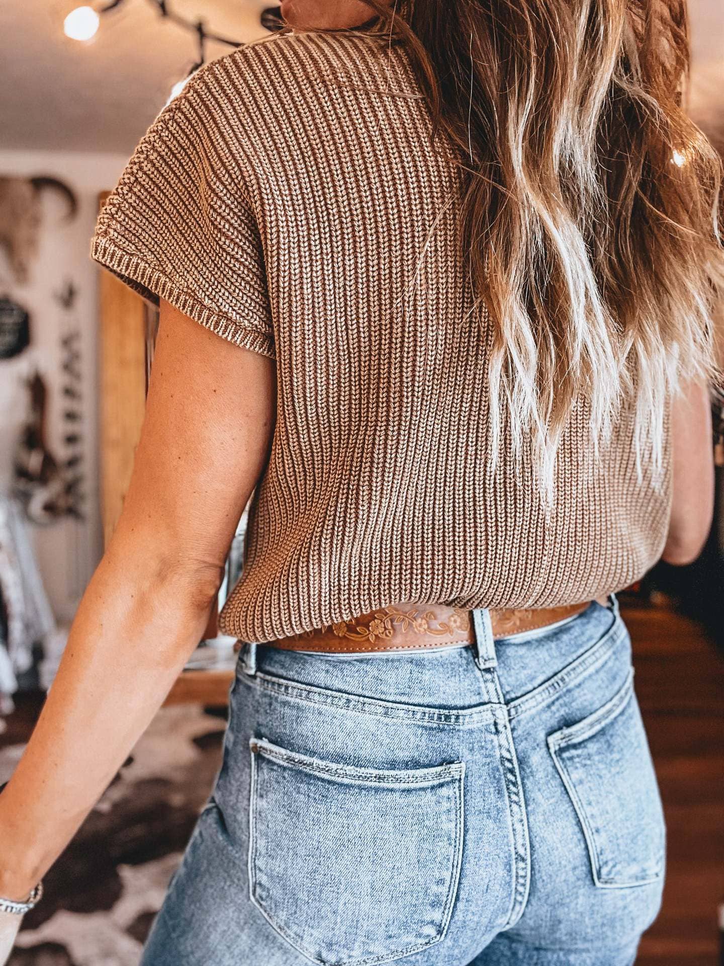 Simple Plain Pocket Pullover Sweater Vest