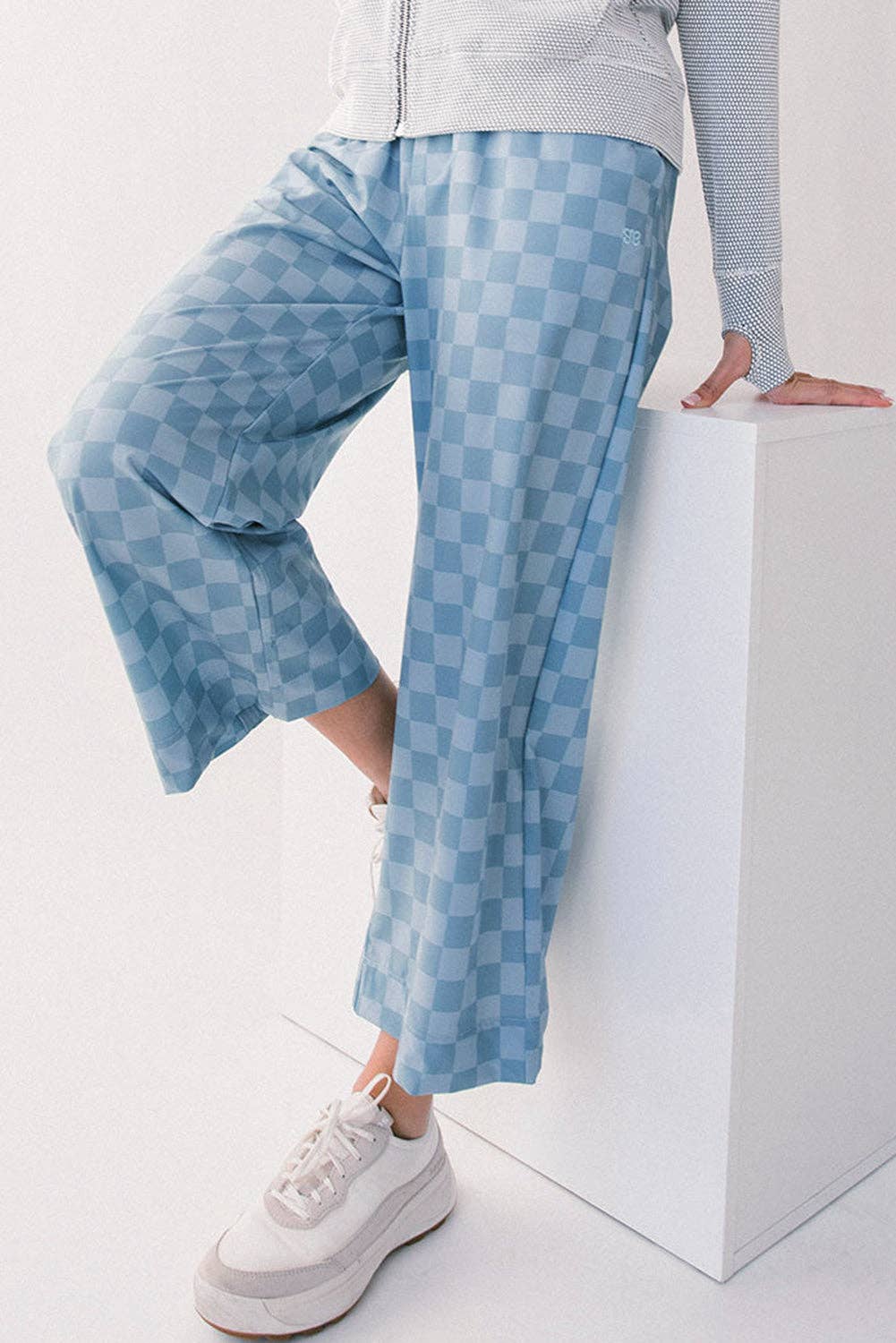 Checker Elastic High Waist Summer Pants