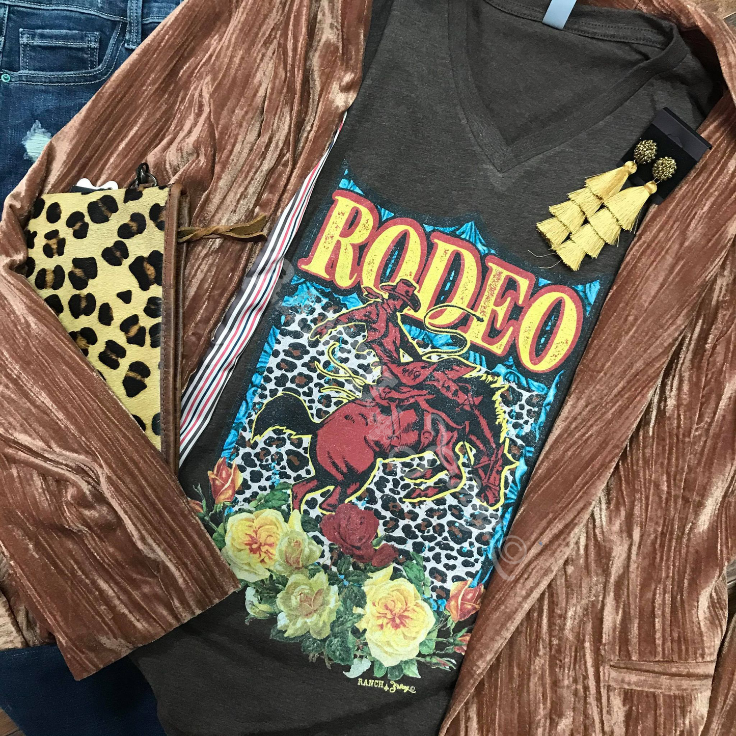 Turquoise and Roses Back Number Graphic T-Shirt