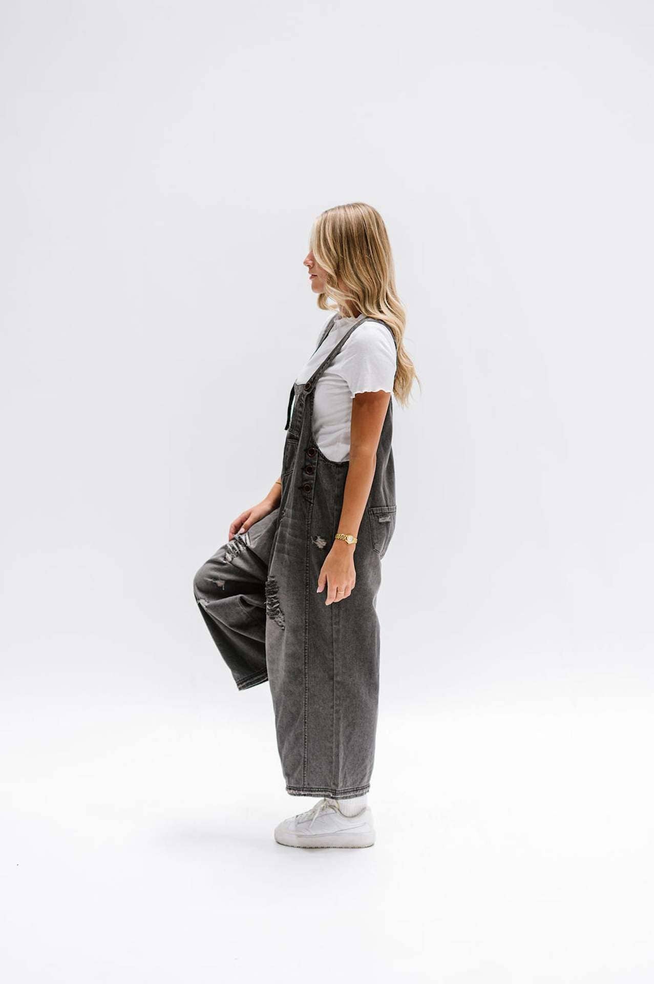 Southern Country distressed washed denim overall