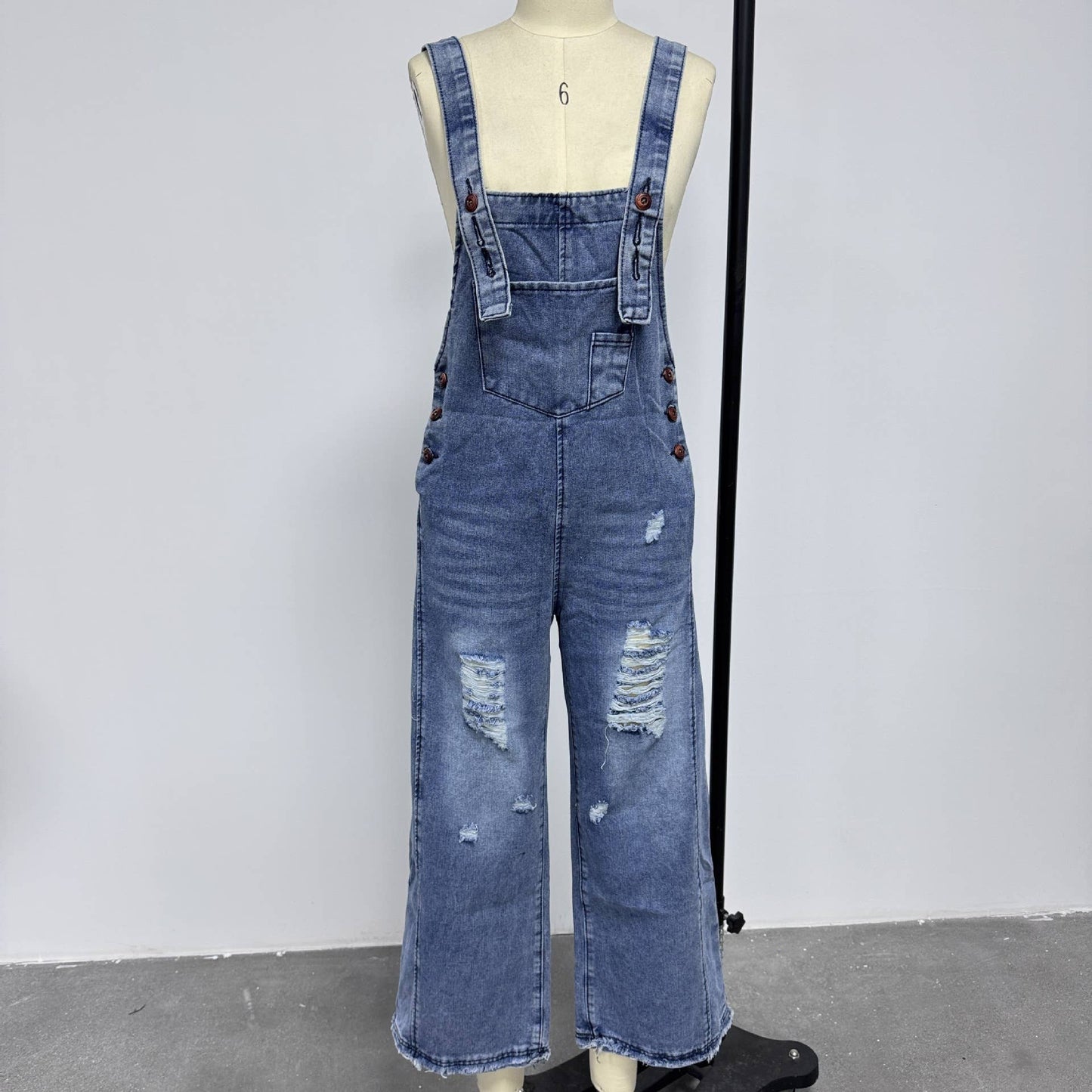 Southern Country distressed washed denim overall