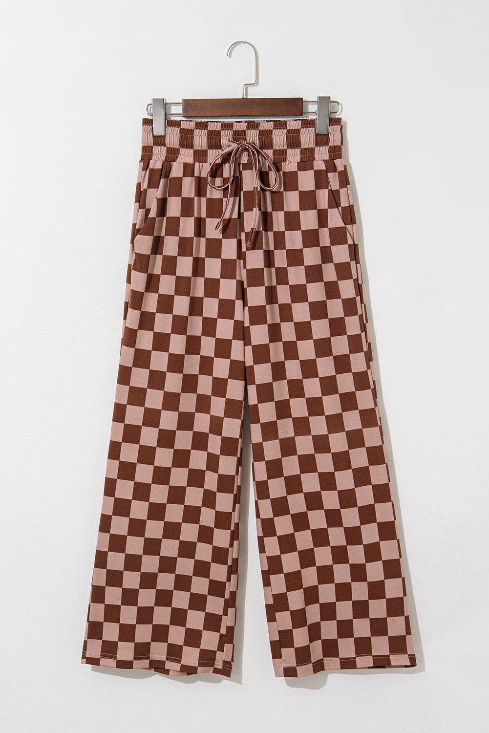Checker Elastic High Waist Summer Pants