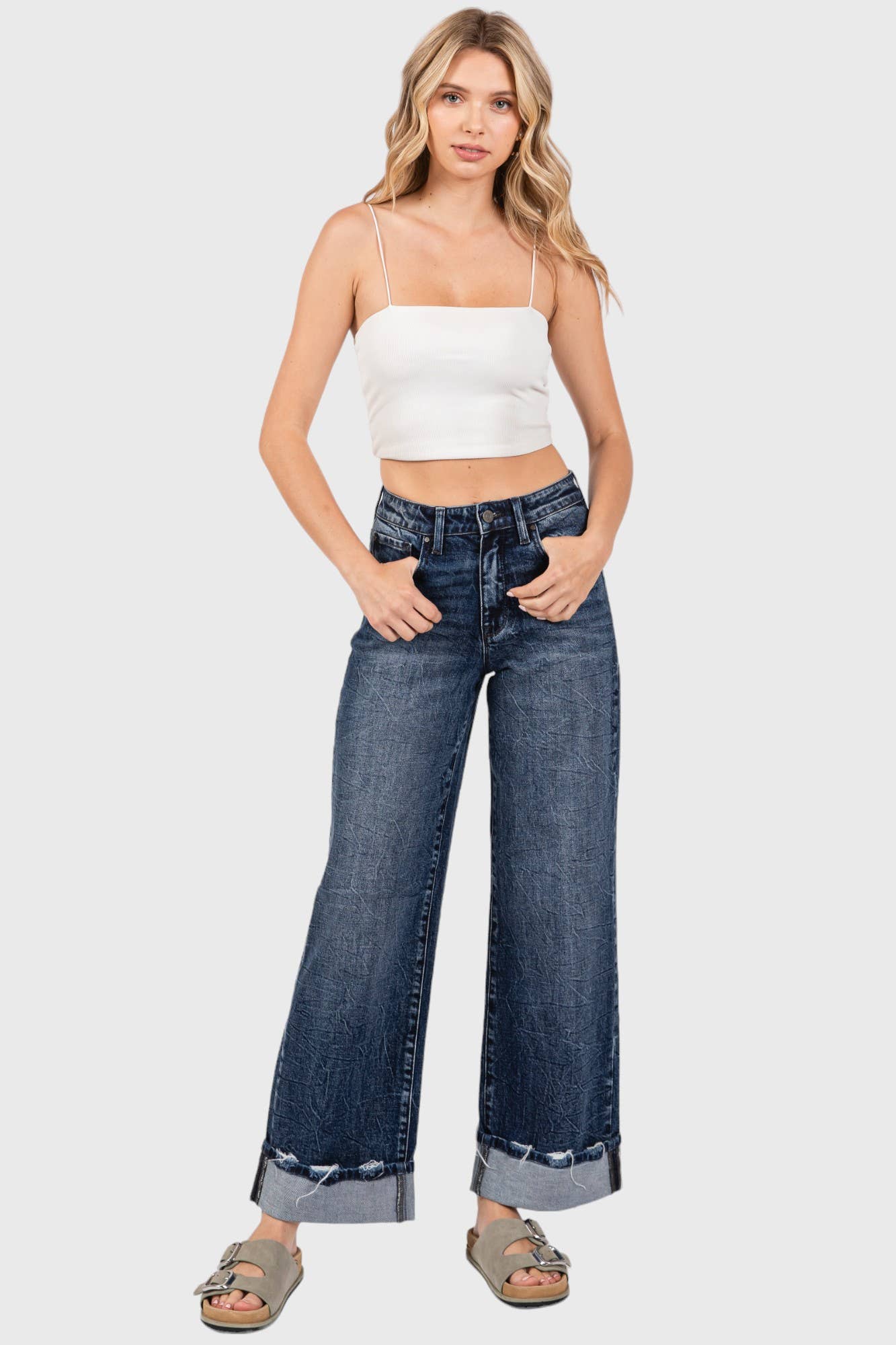 HIGH RISE COMFORT STRETCH WIDE LEG W/ CUFFED HEM