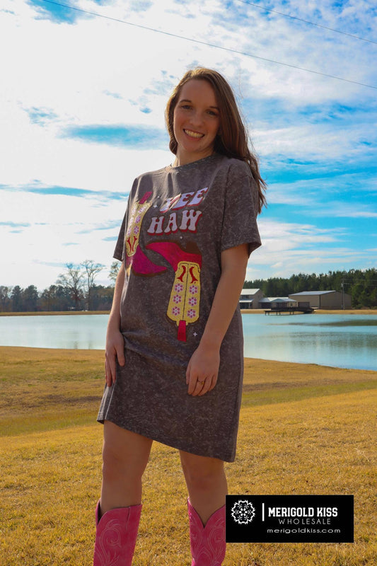 MK233 YEEHAW Sequin Embellished Tee Dress