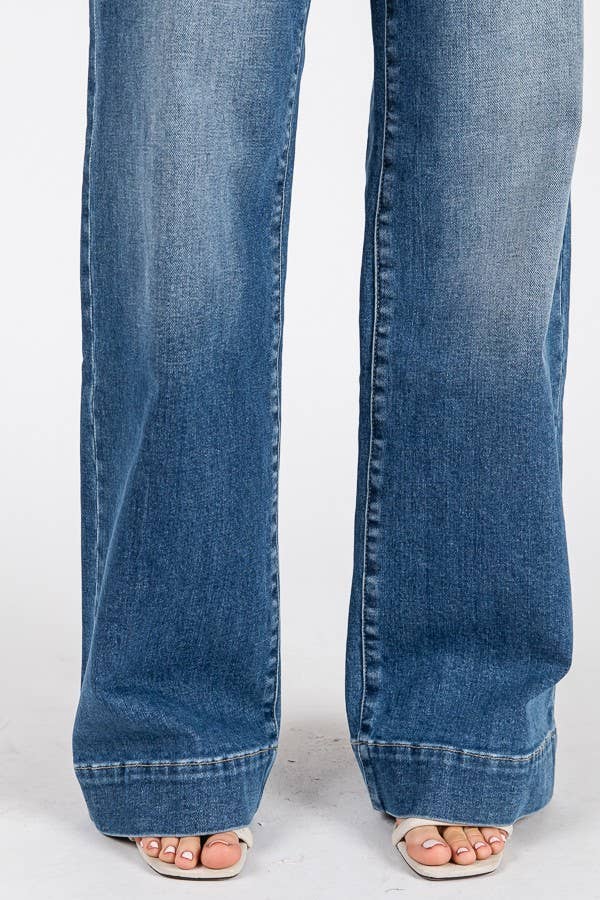 MID RISE STRETCH TROUSER WIDE LEG JEAN P1365-W