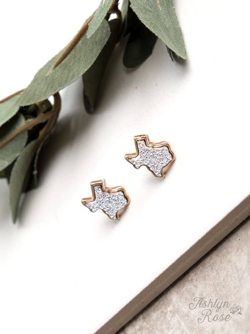 Texas On My Mind Druzy Stud Earrings, White.