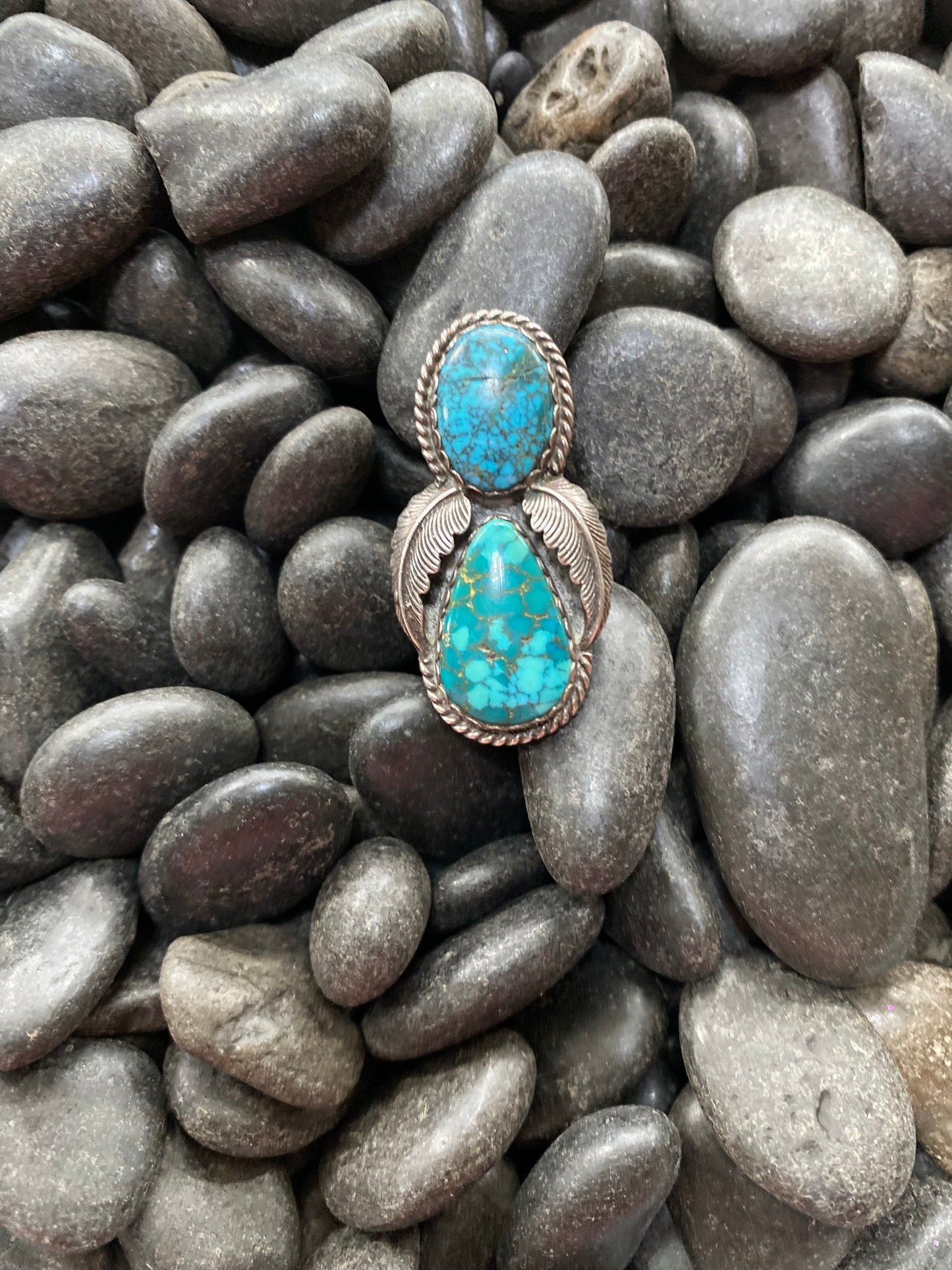 Tim Guerro Silver and Turquoise Angel Ring
