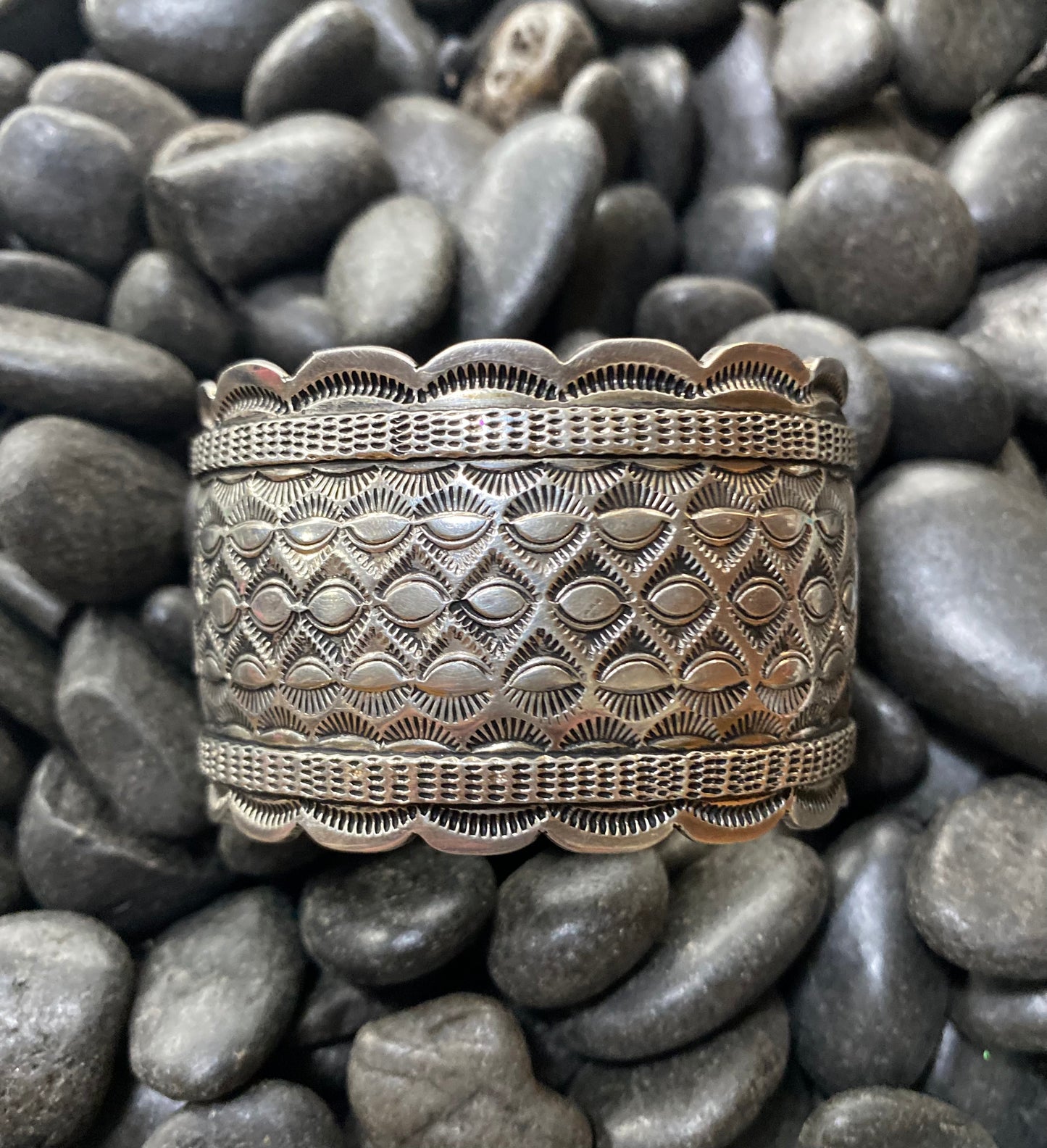 Tillie John Vintage Wide Cuff Bracelet Sterling Silver