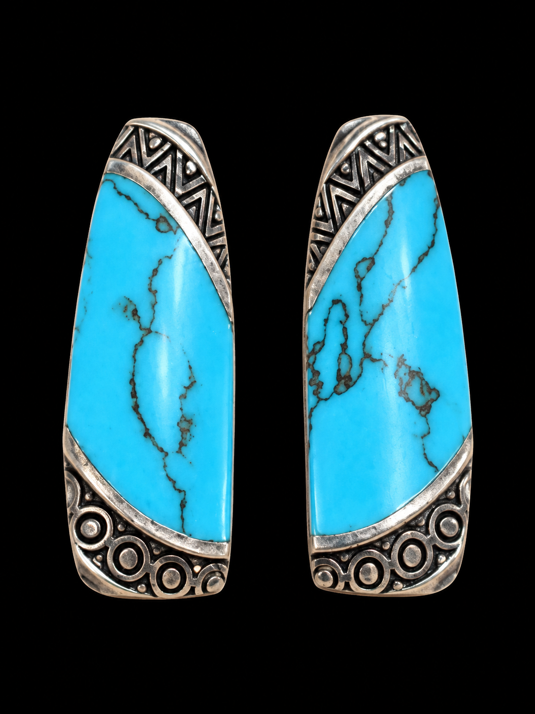 Turquoise and Sterling Silver Clip-on Earrings