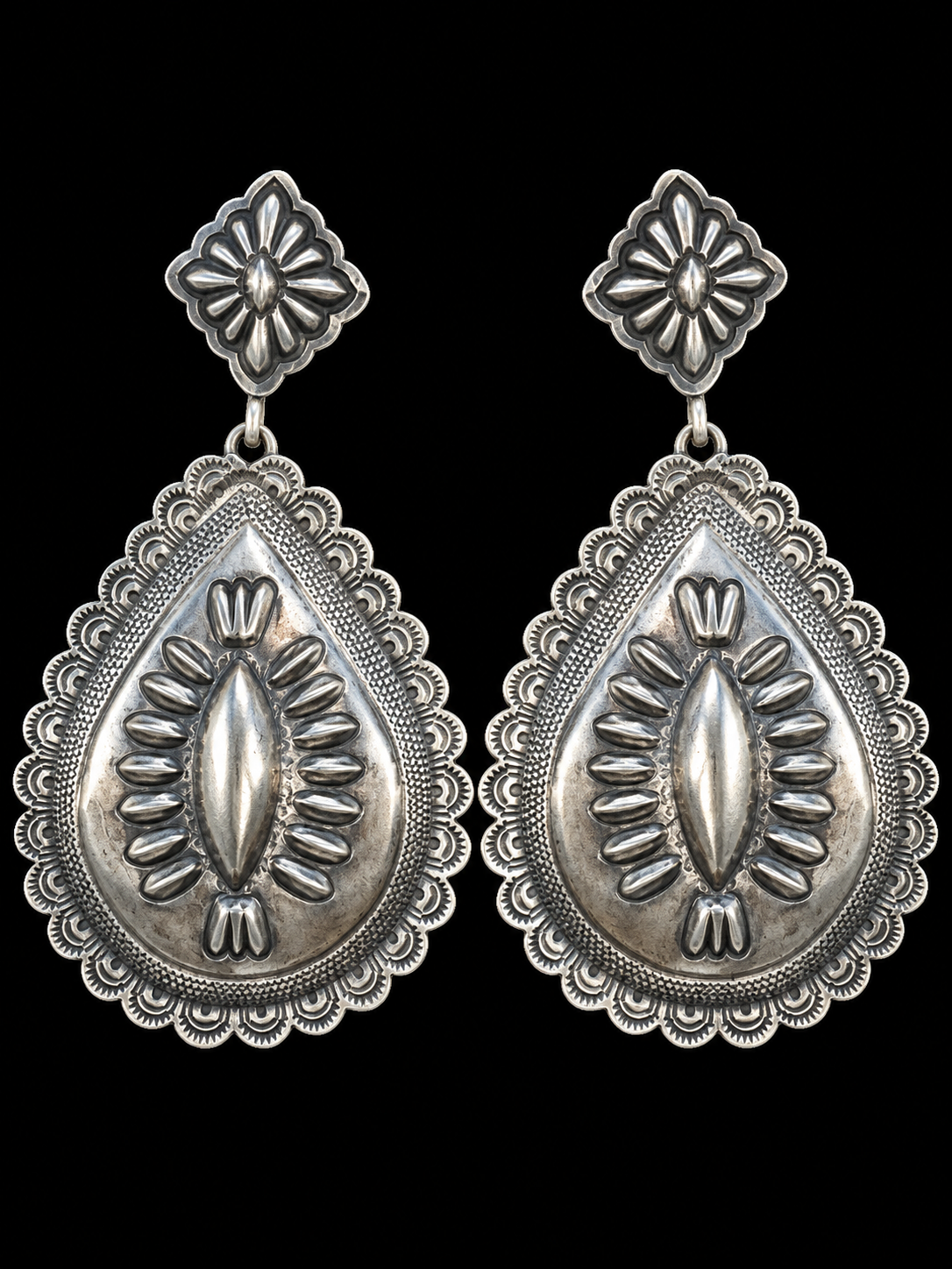 Terry Charlie Native America Navajo Sterling Silver Post Earrings