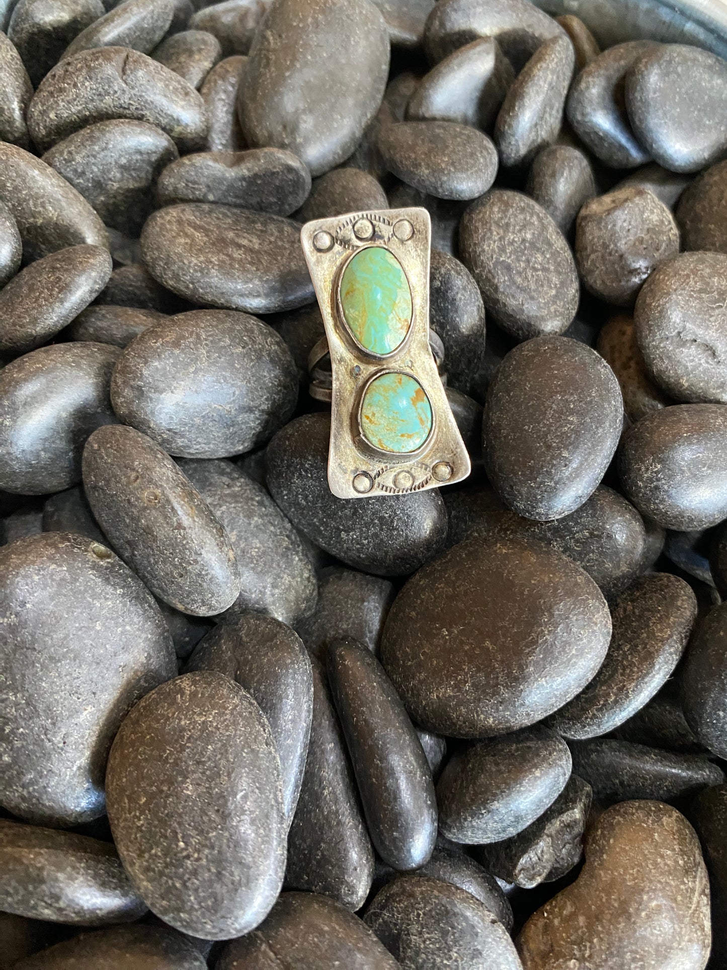 Green Turquoise and Silver Ring