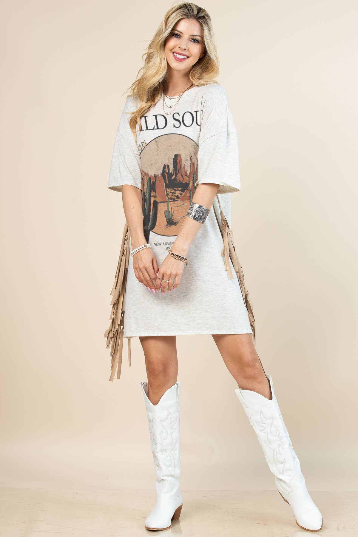 Gaia Western Wild Soul Print T Shirt Dress – Cast No Stone