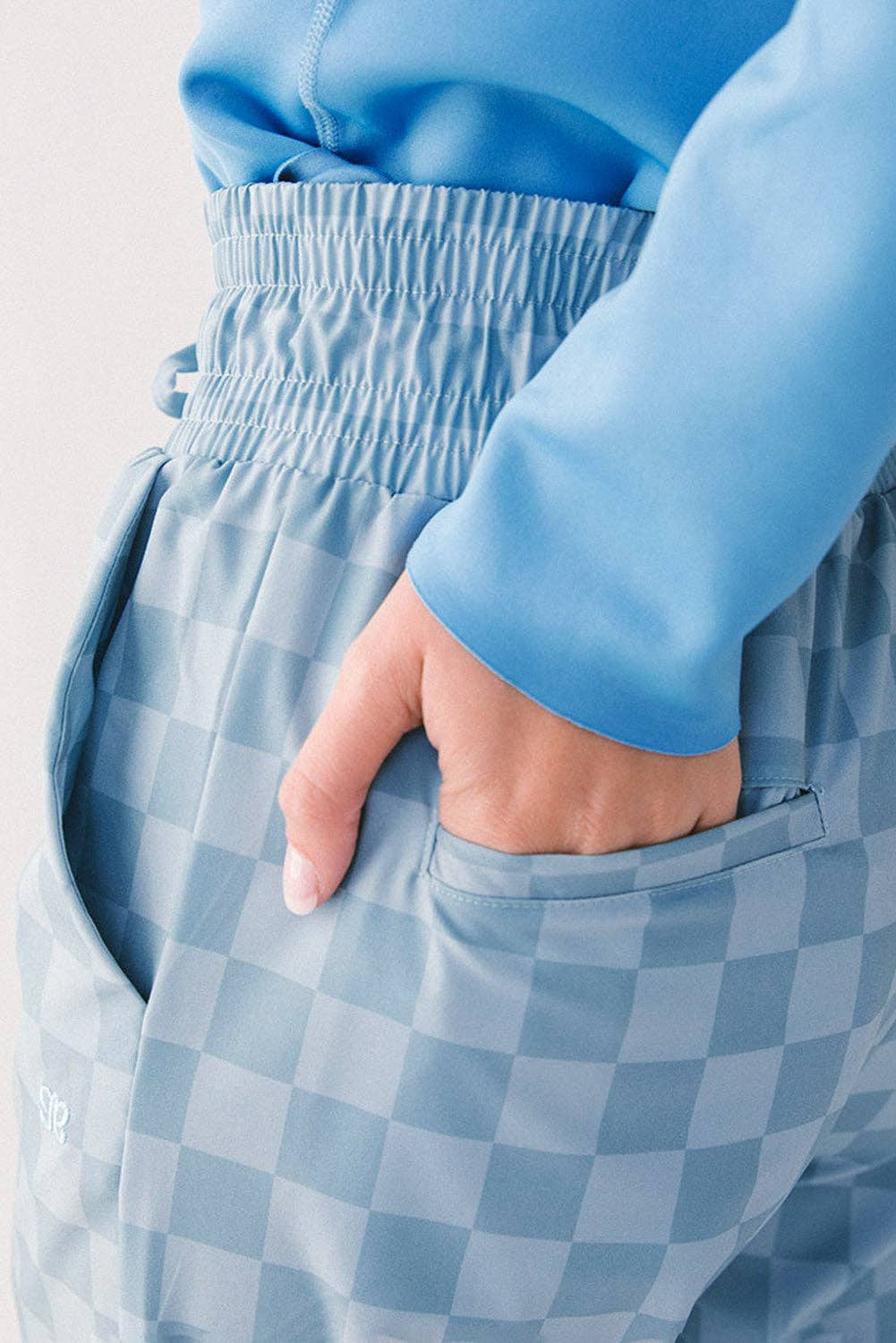 Checker Elastic High Waist Summer Pants