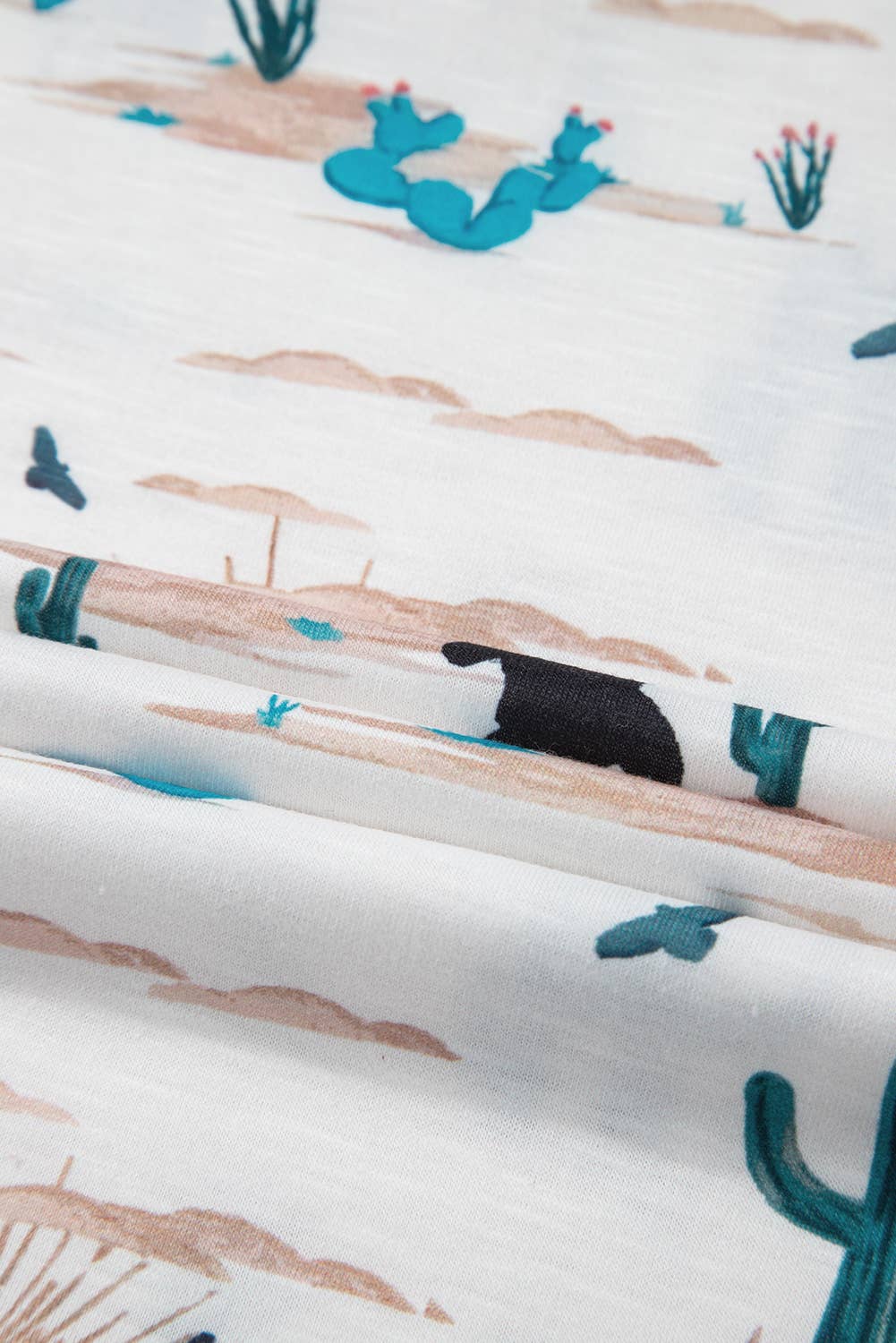 Western Cactus Print Short Sleeve Top | S-XL