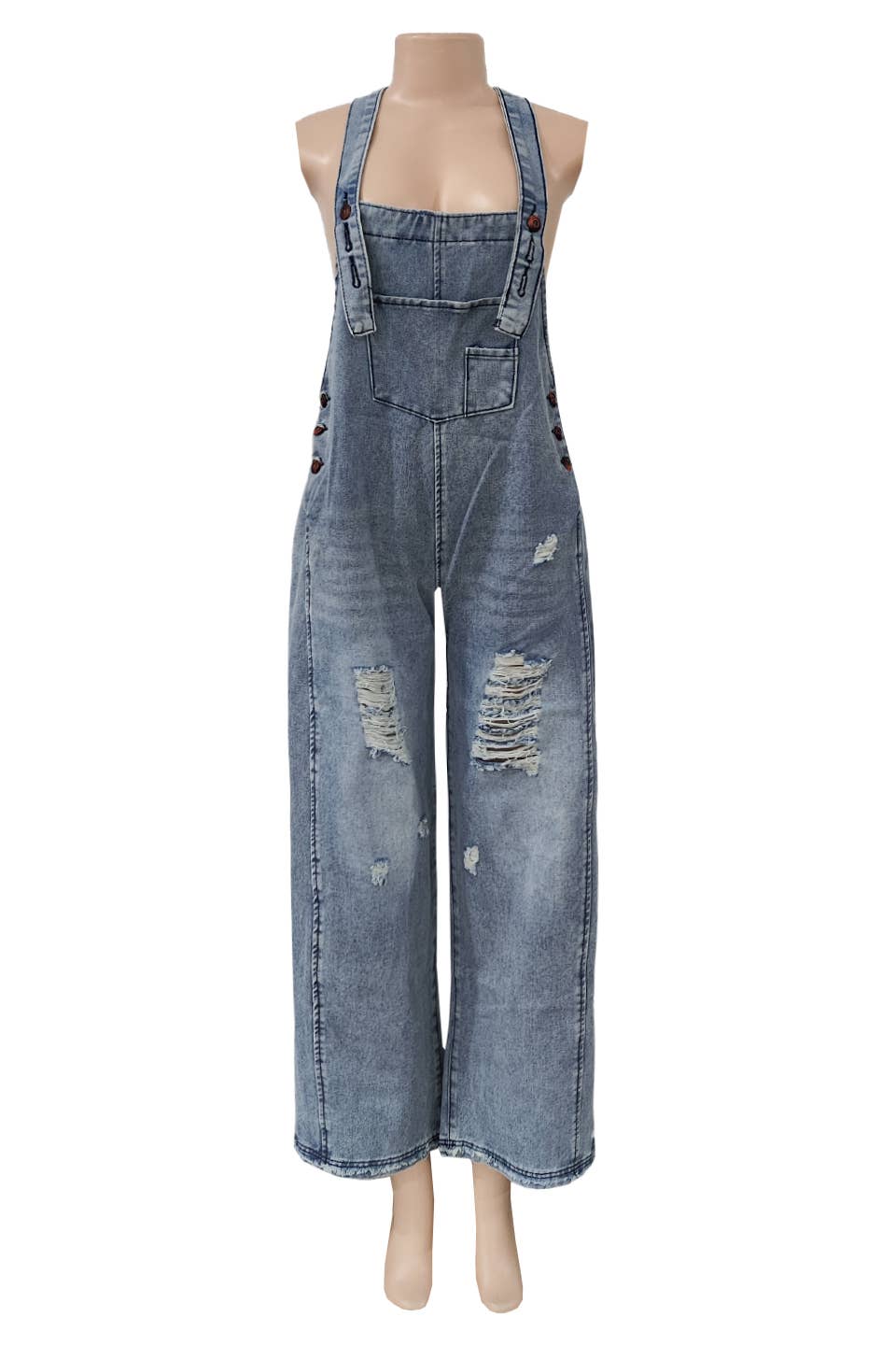 Southern Country distressed washed denim overall