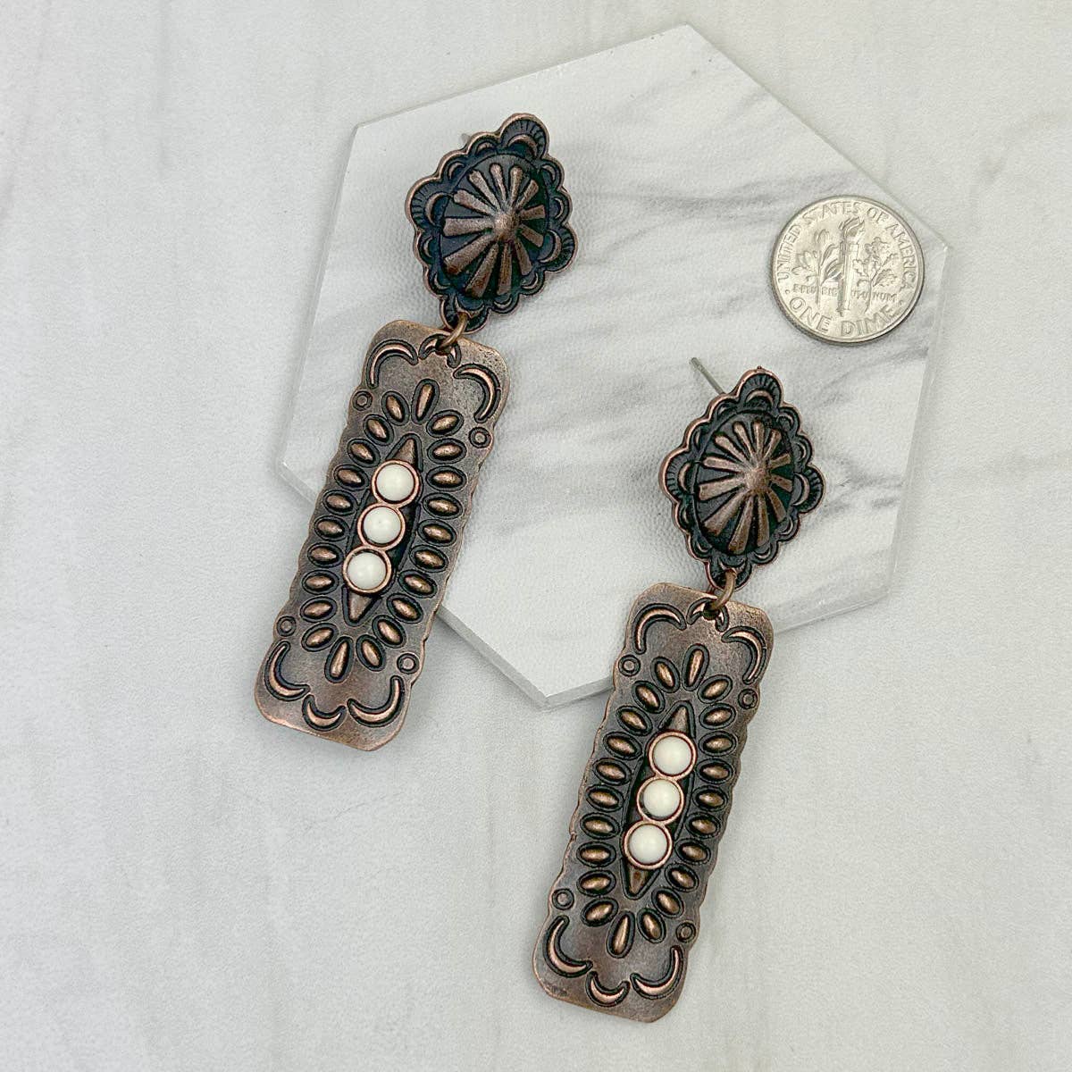 ER231217-27 Copper metal with blue turquoise stone Earrings
