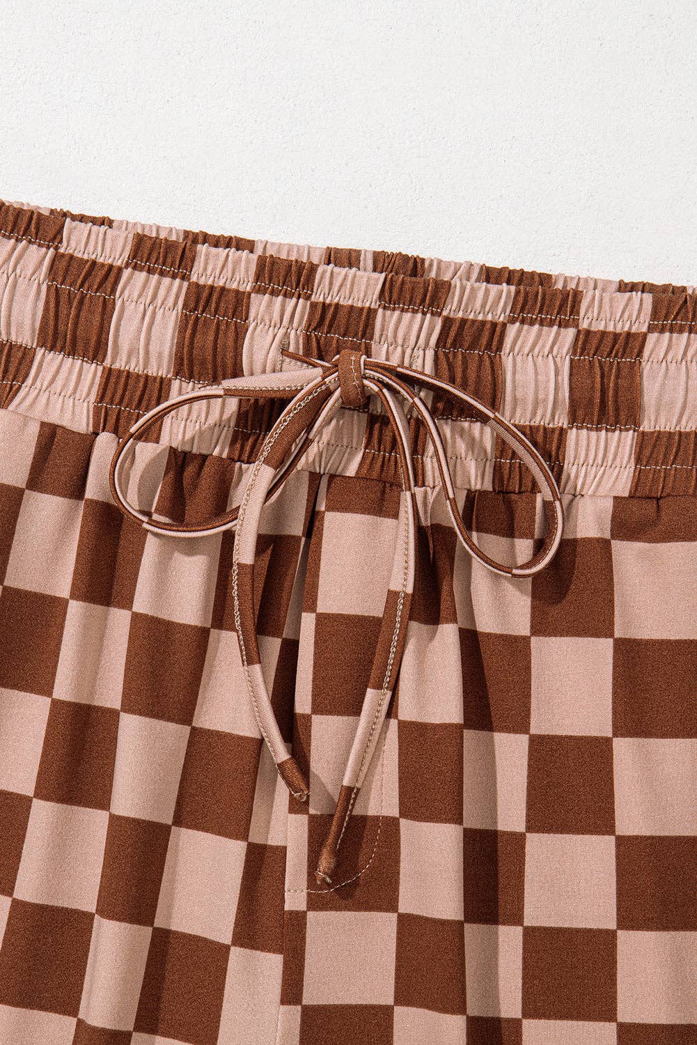 Checker Elastic High Waist Summer Pants