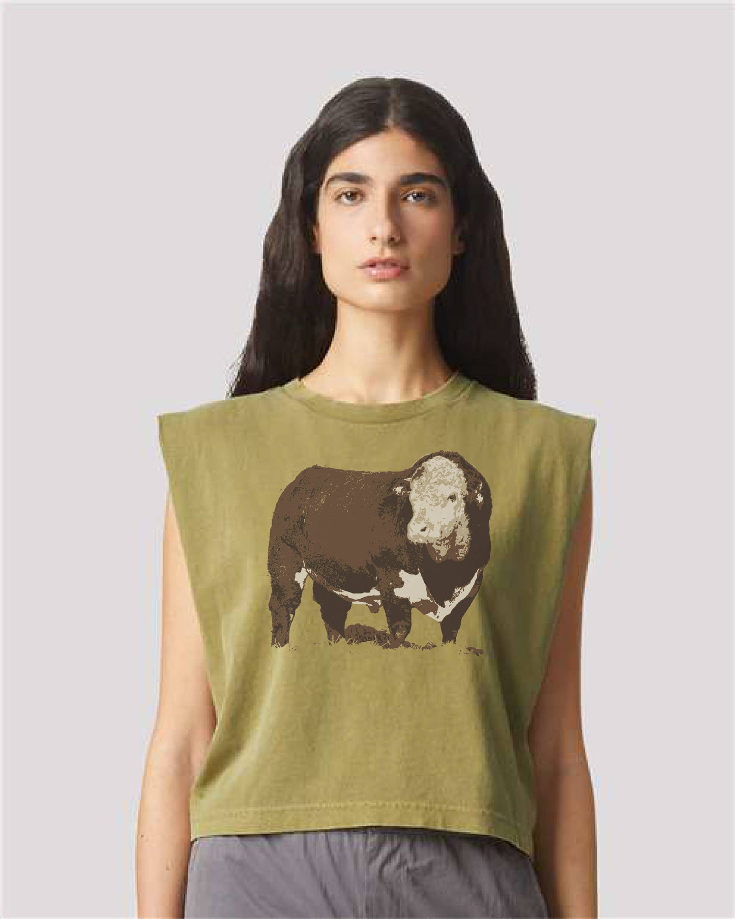 The Hereford Boxy Tank- Olive Green