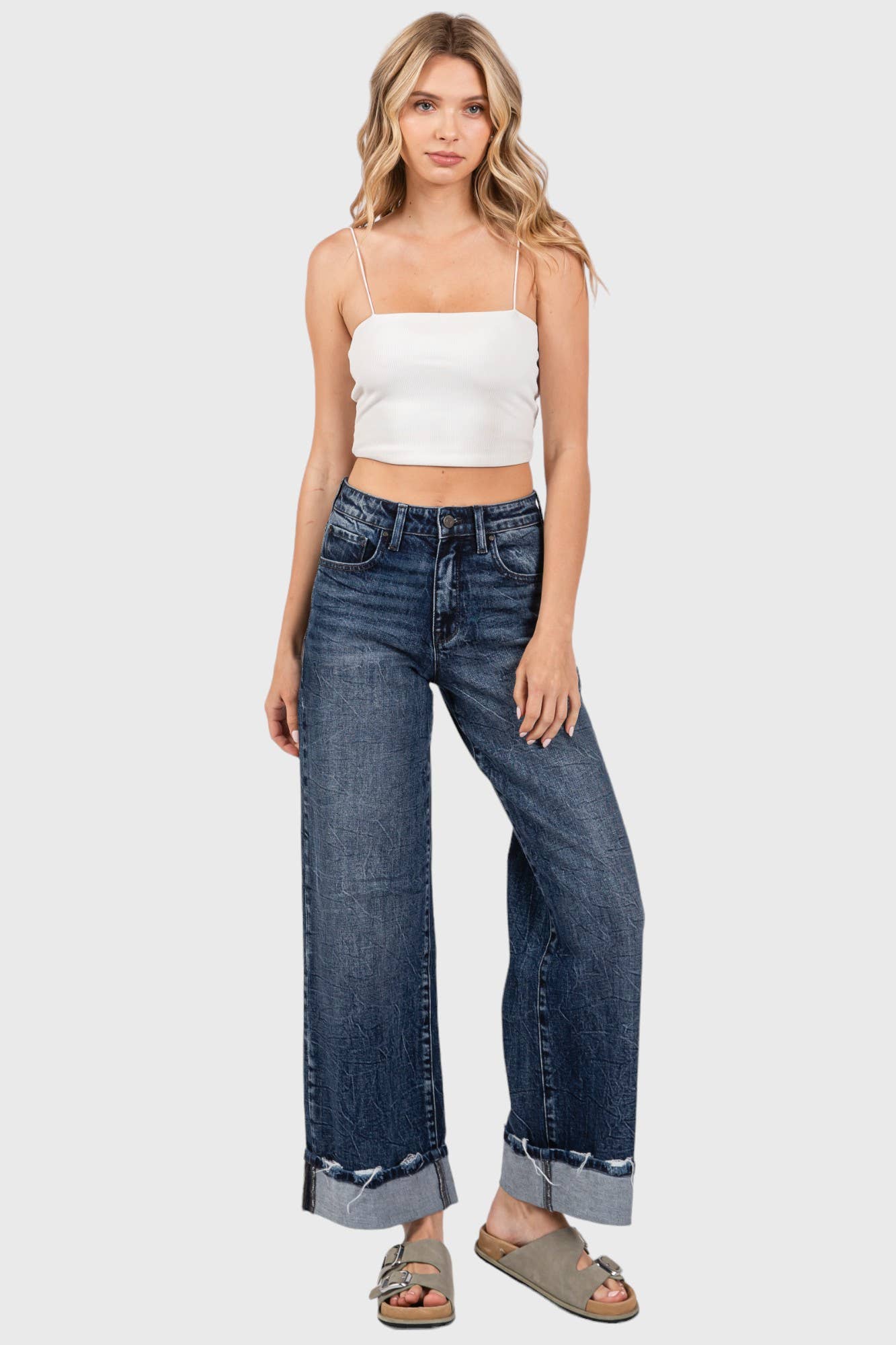 HIGH RISE COMFORT STRETCH WIDE LEG W/ CUFFED HEM