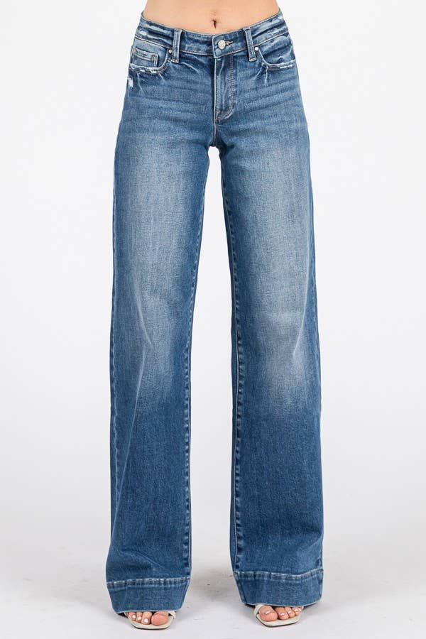 MID RISE STRETCH TROUSER WIDE LEG JEAN P1365-W