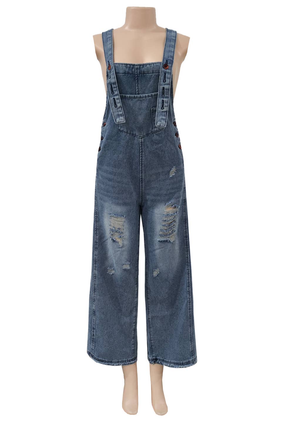 Southern Country distressed washed denim overall
