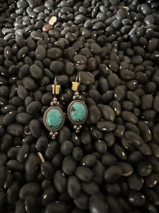 JGD Sterling Silver and Turquoise Dangle Earrings