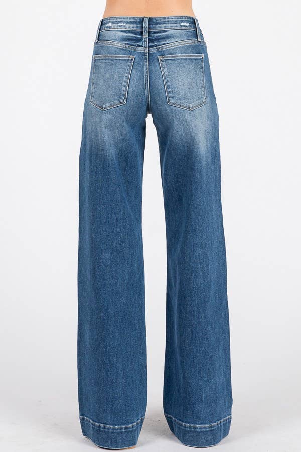 MID RISE STRETCH TROUSER WIDE LEG JEAN P1365-W