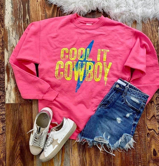 Neon Pink Cool it Cowboy Sweatshirt