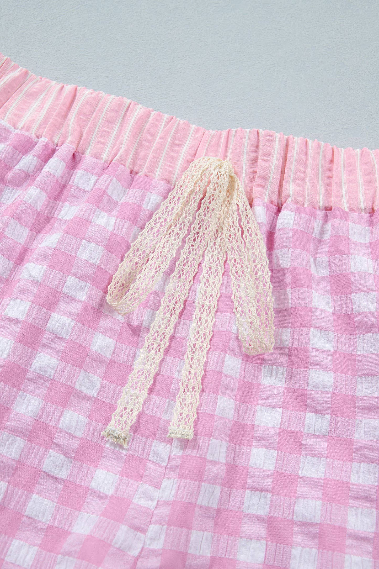 Plaid Checkered Gingham Print Ruffled Shorts