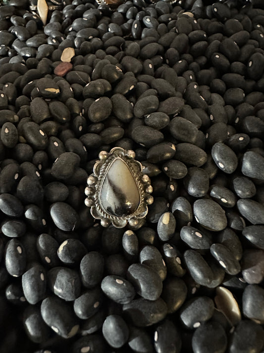 Unmarked Vintage Sterling Silver & Smoky Gray Agate Ring