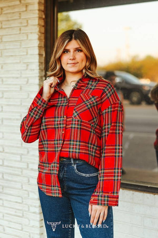 Red Flannel Button Down Shirt