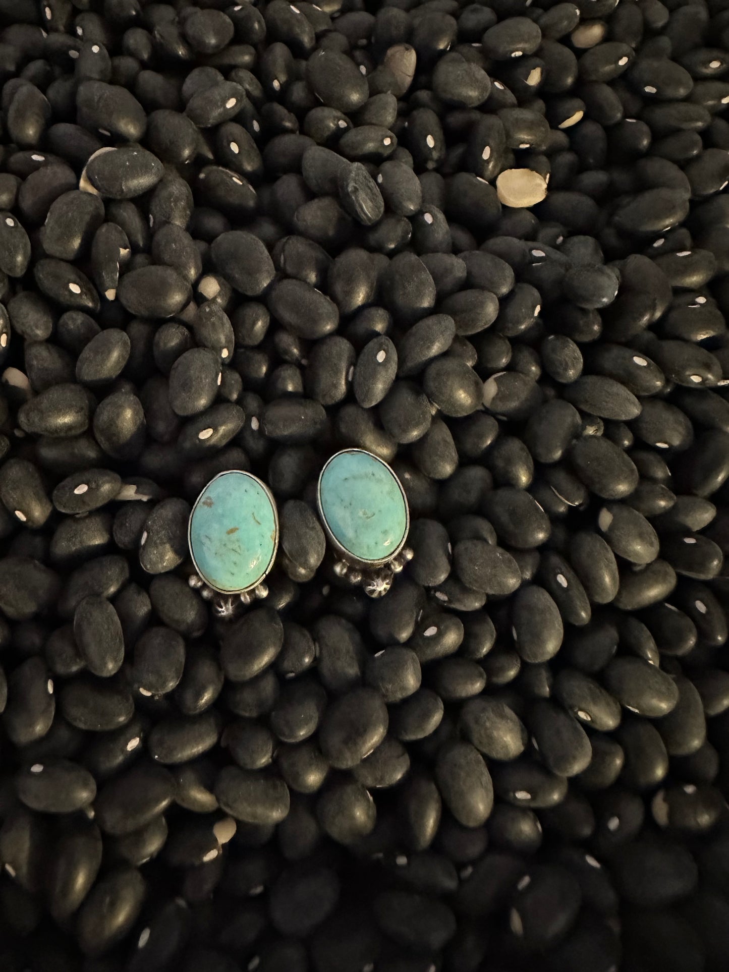 L Maker's Mark Navajo Handmade Sterling Silver Turquoise Post Earrings