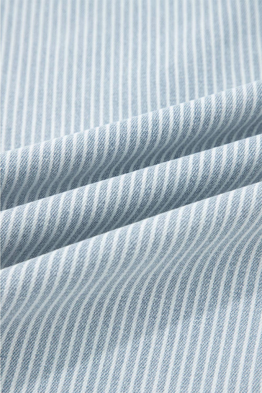 Stripe Denim Button Flap Pocket Cuffed Hem Jeans