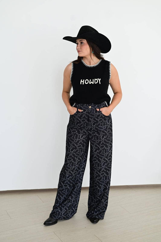 TH221 S185 BLACK HORSE SHOE TROUSER PANT (1)