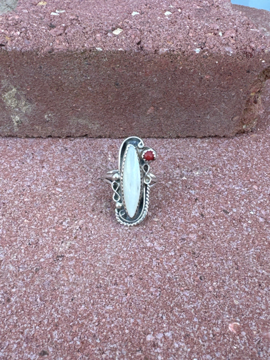 Vintage Sterling Opal and Coral Ring