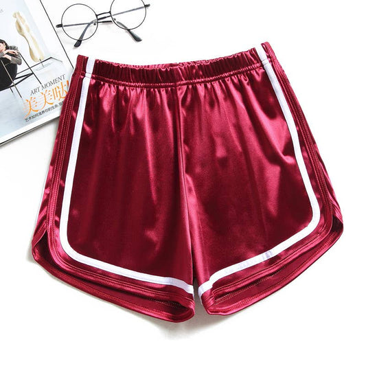 Gold Metallic glossy Elastic waist short