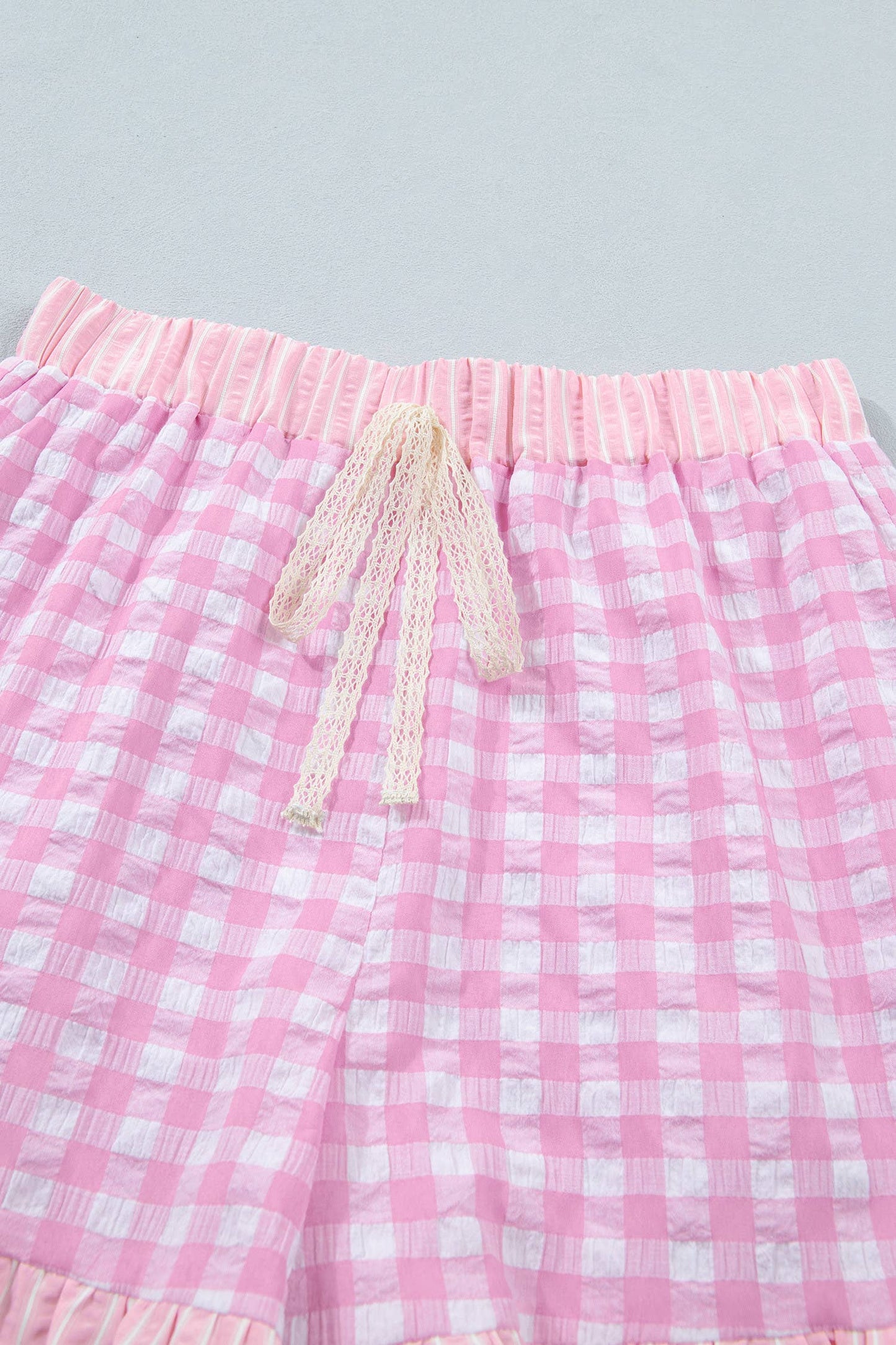 Plaid Checkered Gingham Print Ruffled Shorts