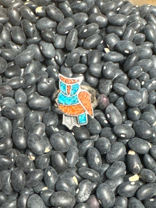 Zuni Inlay Owl Ring