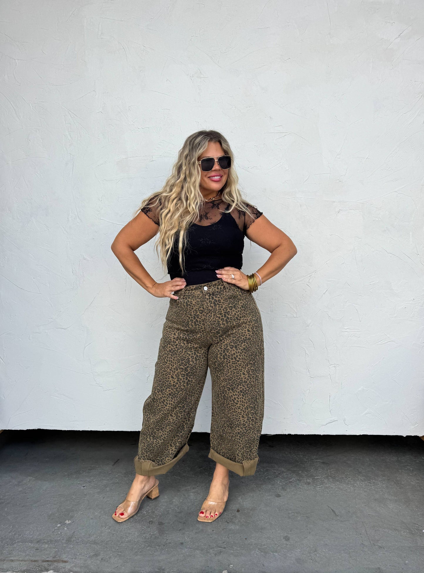 CHEETAH BARREL JEANS