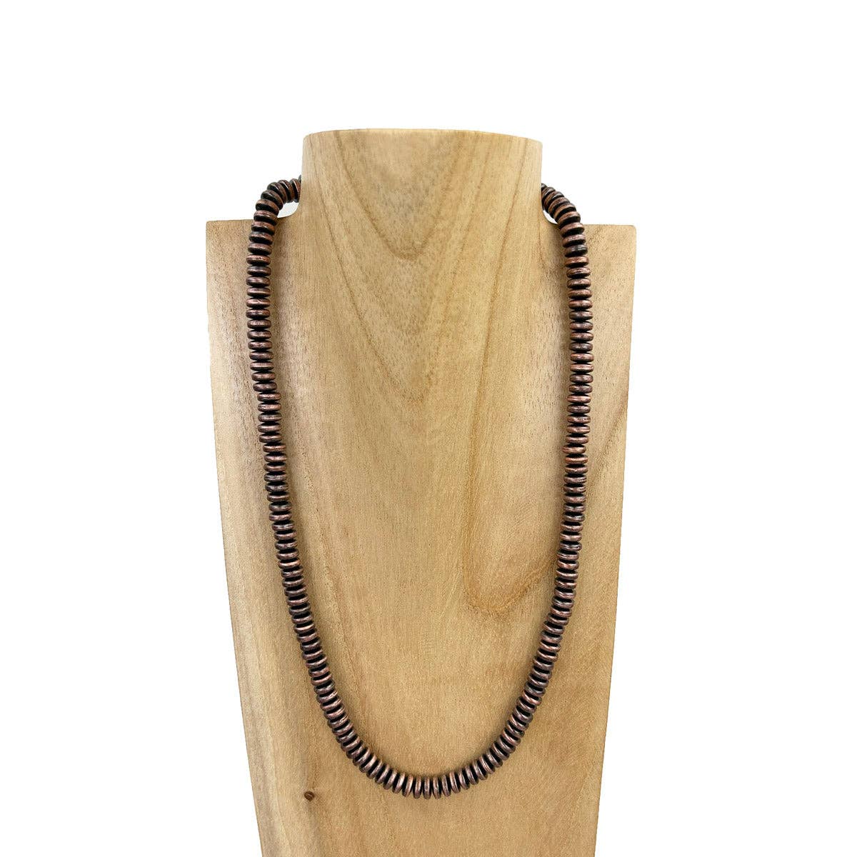 NKS230603-40-COOPER     21 Inches 8mm roundel cooper Navajo pearl bead Necklace