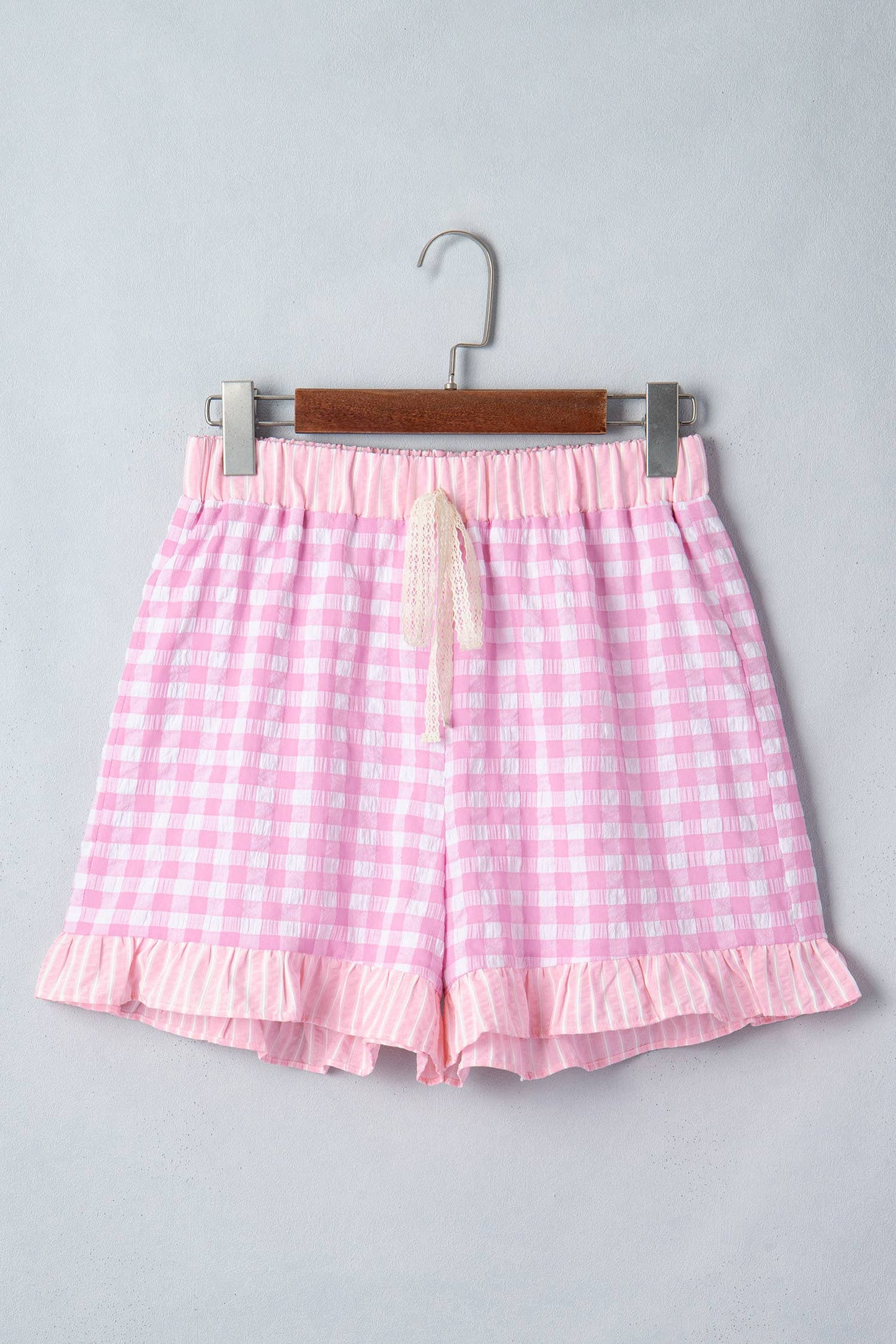 Plaid Checkered Gingham Print Ruffled Shorts