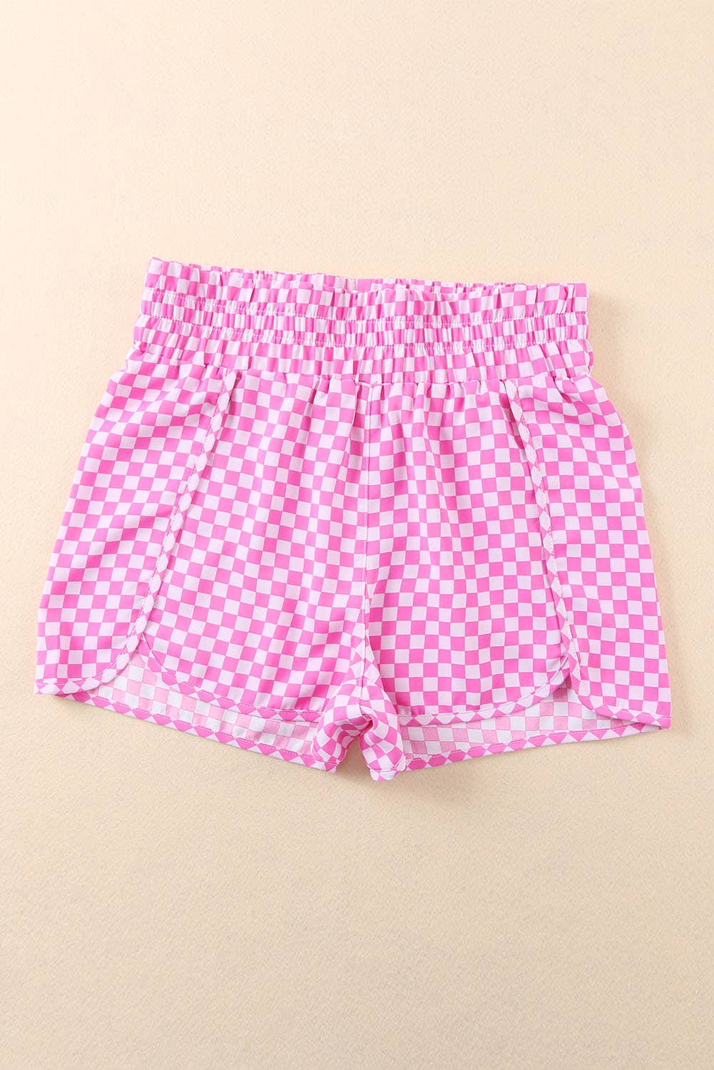 Women Checked Plaid High Waist Athletic Shorts | S-XL