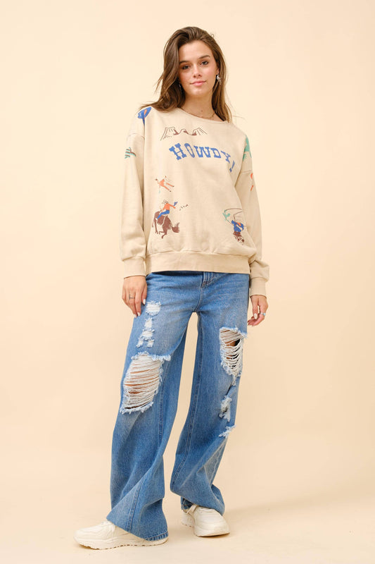 Western Graphic Howdy Sweatshirt - 36146T