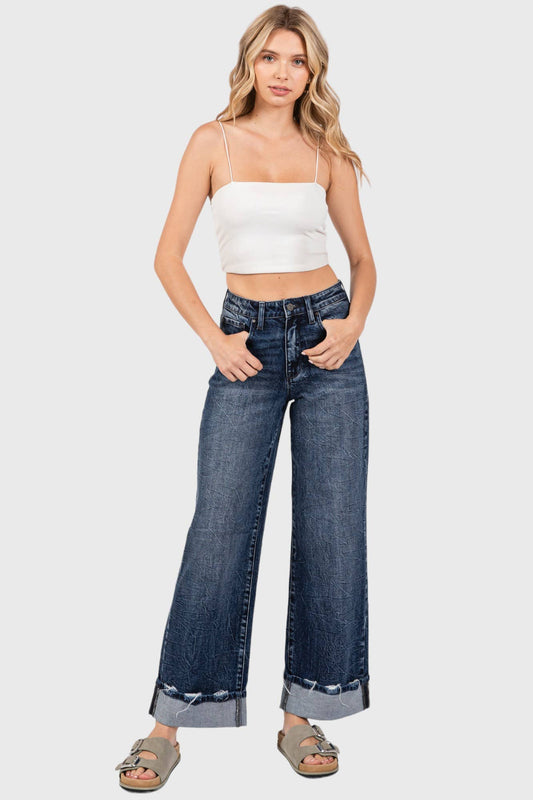HIGH RISE COMFORT STRETCH WIDE LEG W/ CUFFED HEM