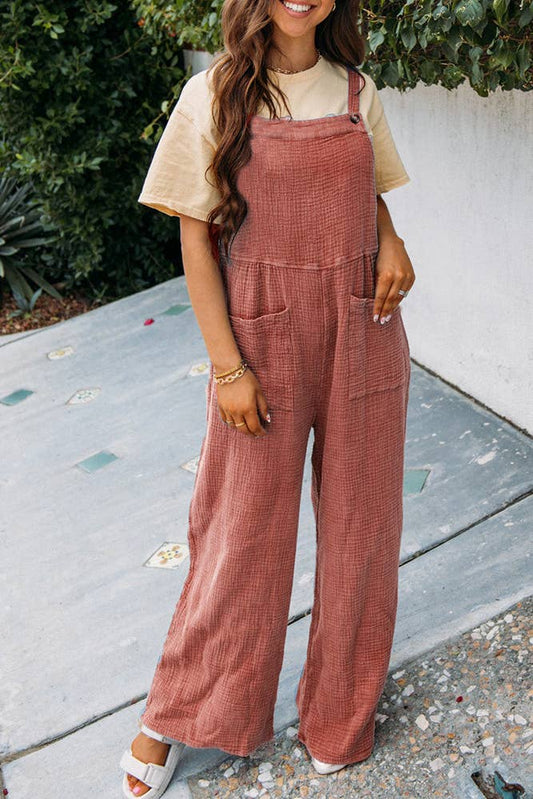 Texture Wide Leg Cami Jumpsuit